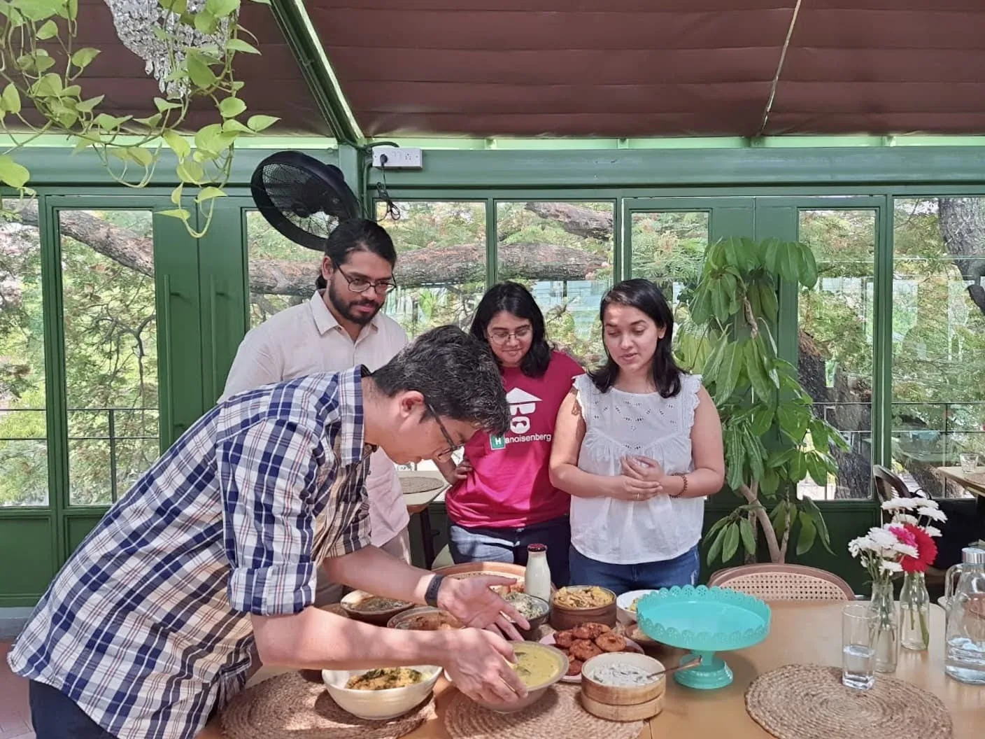Setting up the table for a BCBCBath potluck